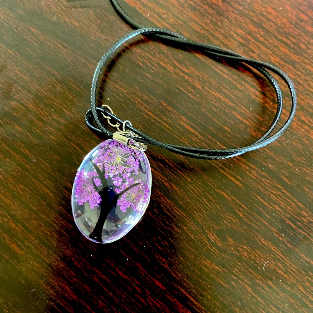 Purple tree of life necklace new